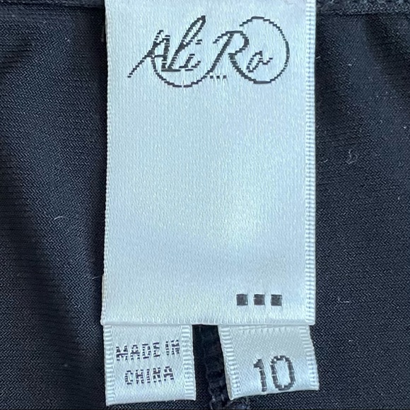 Ali Ro Black side tie casual day to night dress EUC sz. 10 stretchy short sleeve - Picture 10 of 12